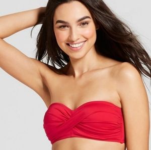 Red Twist Bandeau Bikini Top SMALL
